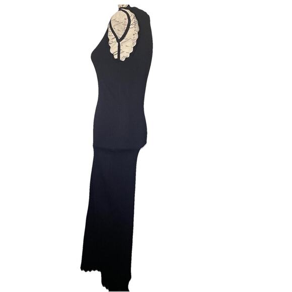 Zara Womens Bodycon Maxi Dress Black Sexy Romantic Cocktail Whimsigoth Size L - Picture 3 of 8